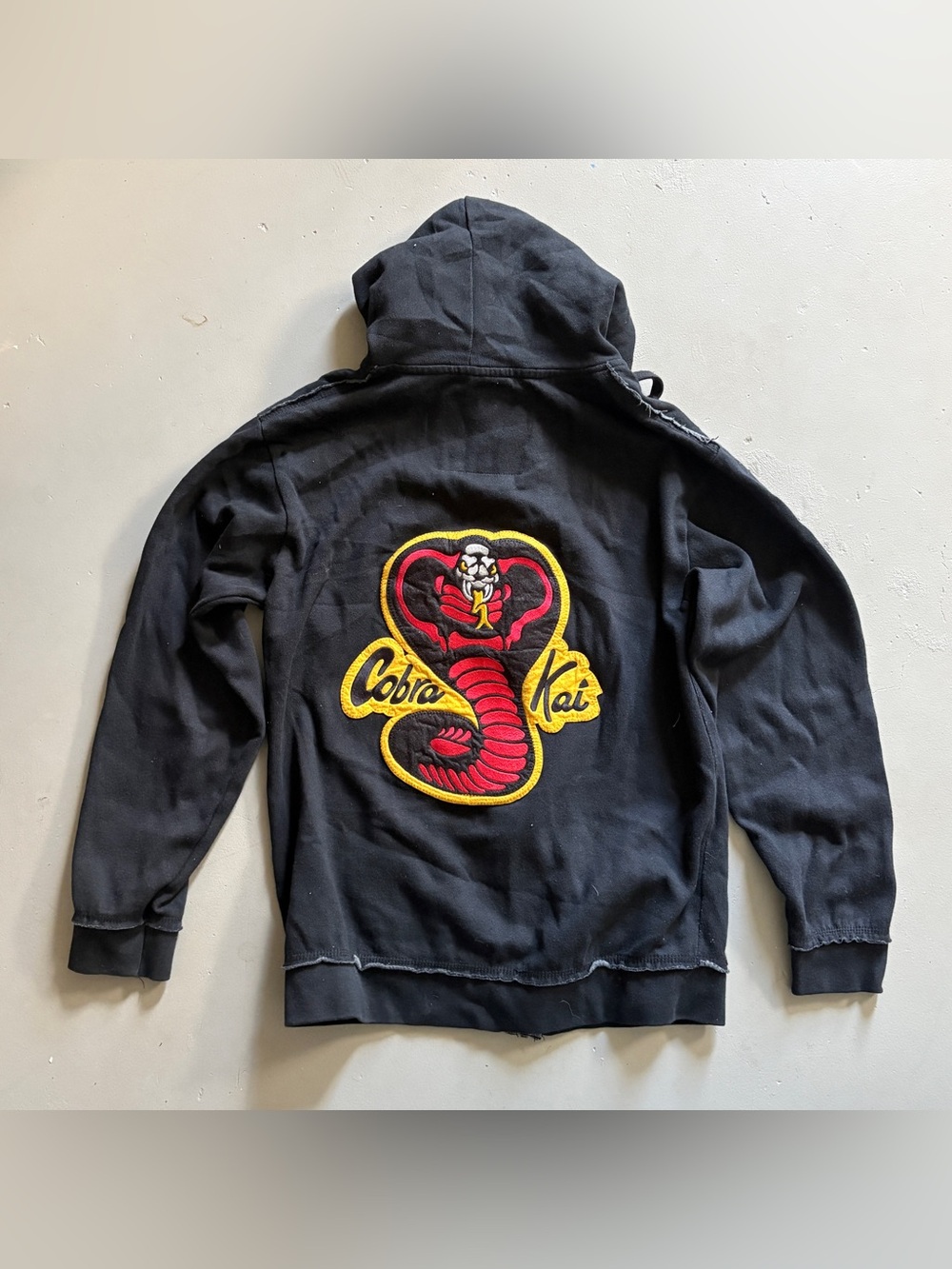 American Classics Cobra Kai Zip-Up Hoodie Karate Kid Sweatshirt Black Sz Large